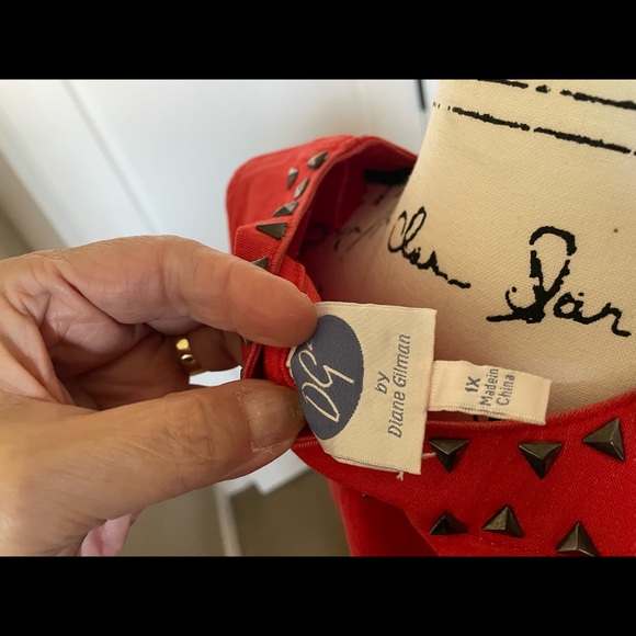 Diane Gilman Beautiful Orange Denim Jacket Stud Design Size 1X NWT - Picture 7 of 13